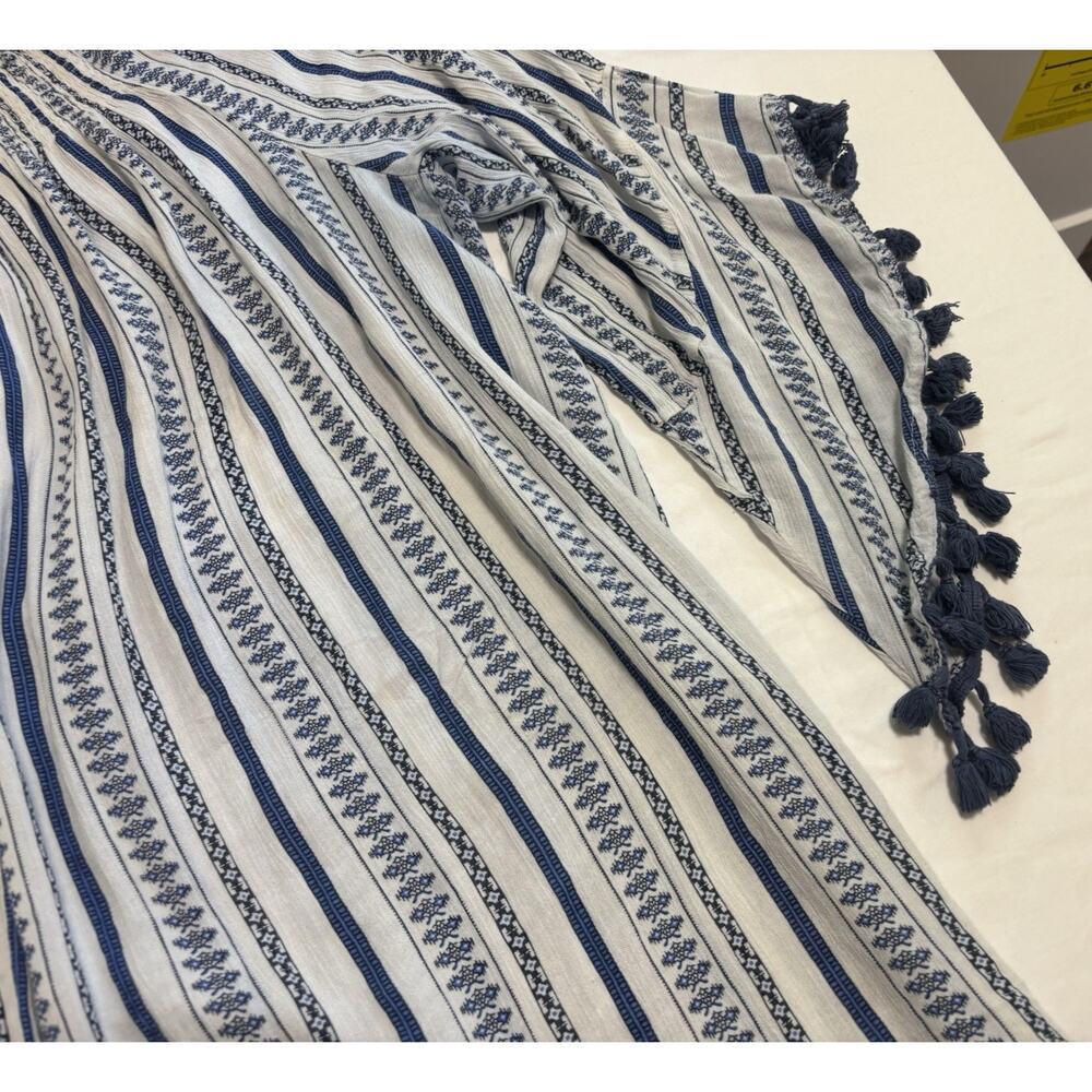 Striped Over the Shoulder Blouse Top Cover Up Coastal Boho Beach Plus Size 3X - Picture 4 of 8